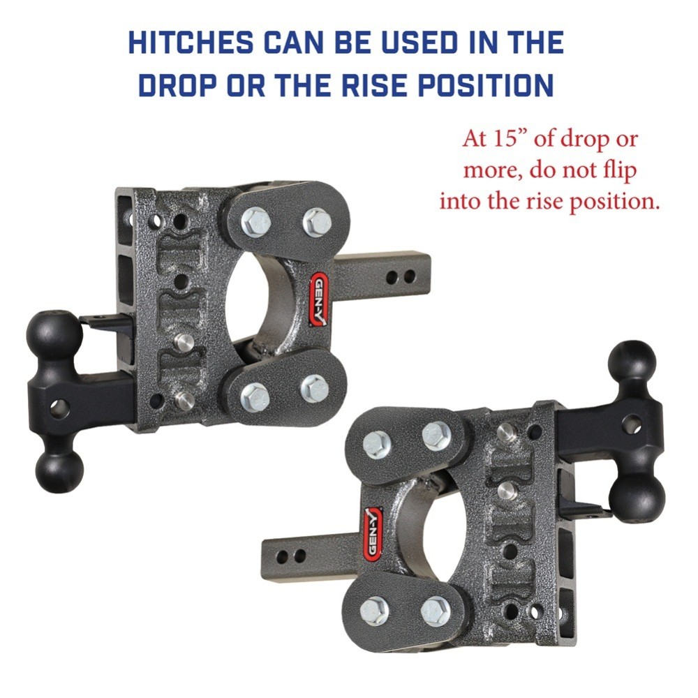GEN‑Y BOSS 10K Torsion‑Flex 10″ Drop Dual‑Ball Trailer Hitch GEN‑Y BOSS 10K Torsion‑Flex 10-inch drop dual-ball trailer hitch in silver‑vein finish