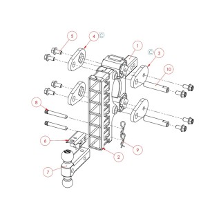 GEN‑Y BOSS 10K Torsion‑Flex 10-inch drop dual-ball trailer hitch in silver‑vein finish