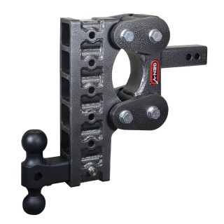 GEN‑Y BOSS 10K Torsion‑Flex 10-inch drop dual-ball trailer hitch in silver‑vein finish