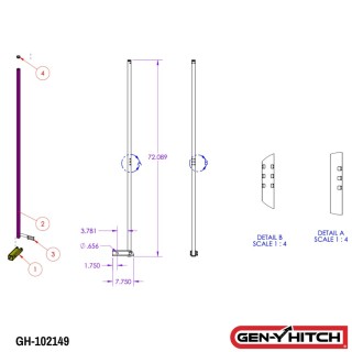 Gen-Y GH102149 Black Hitch Mounted Flagpole 72 Inch Gen-Y GH102149 hitch-mounted flagpole in black on 2-inch trailer hitch receiver