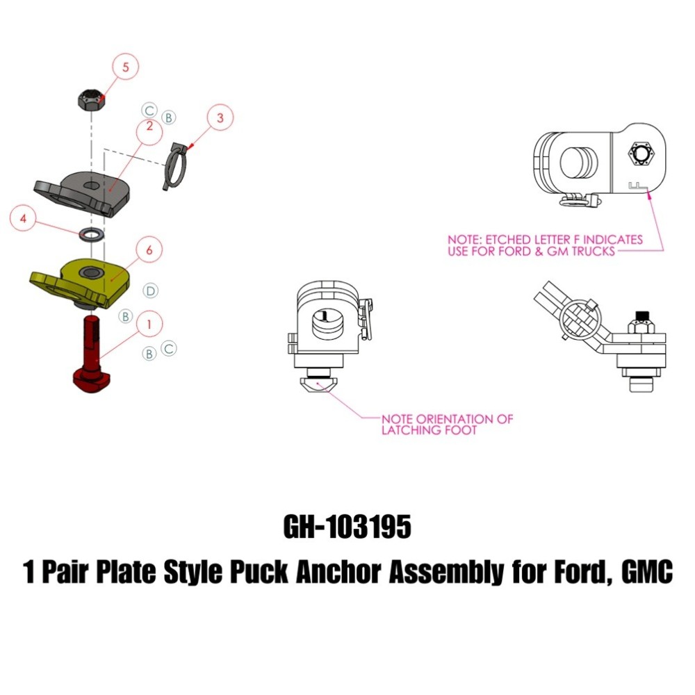 GEN-Y Safety Chain Anchor Pair OEM Puck Ford GMC Dodge GEN-Y plate style safety chain anchor assembly pair for Ford GMC truck bed