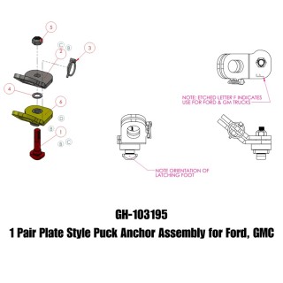 GEN-Y Safety Chain Anchor Pair OEM Puck Ford GMC Dodge GEN-Y plate style safety chain anchor assembly pair for Ford GMC truck bed
