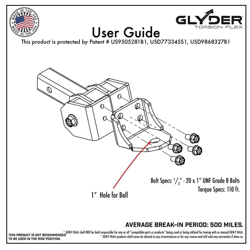 GEN-Y Glyder 7K Drop Hitch – Torsion-Flex, 6" Drop, 2" Shank GEN-Y Glyder Torsion-Flex Hitch with 6 Inch Drop and 2 Inch Shank
