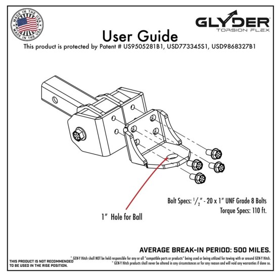 GEN-Y Glyder 7K Drop Hitch – Torsion-Flex, 6" Drop, 2" Shank GEN-Y Glyder Torsion-Flex Hitch with 6 Inch Drop and 2 Inch Shank