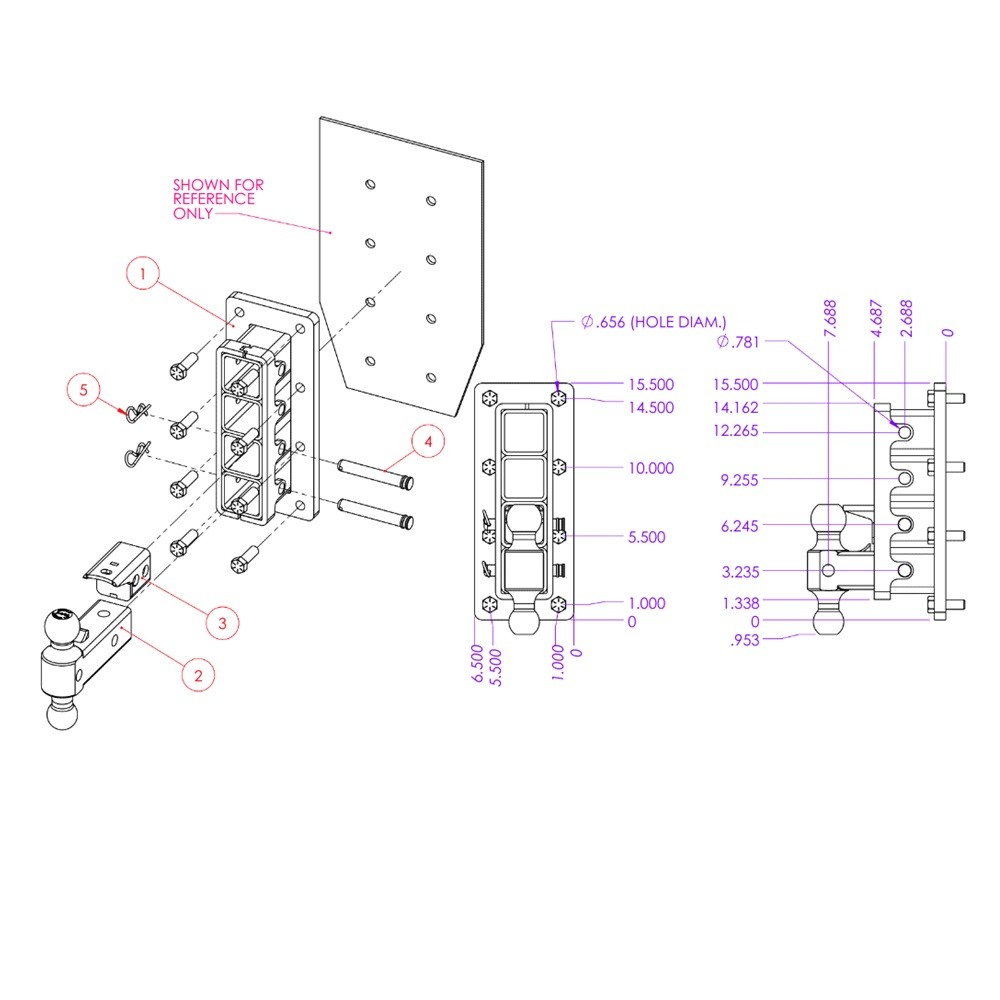 GEN-Y Mega-Duty 16K bolt-on adjustable drop hitch with pintle lock and dual ball mount