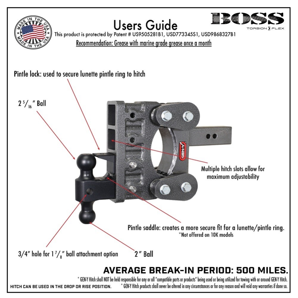 GEN-Y BOSS 32K Torsion-Flex 9″ Drop Dual-Ball Trailer Hitch GEN-Y BOSS 32K Torsion-Flex 9 Inch Drop Adjustable Dual Ball Trailer Hitch