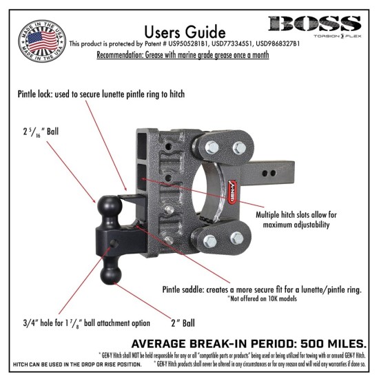 GEN-Y BOSS 32K Torsion-Flex 9″ Drop Dual-Ball Trailer Hitch GEN-Y BOSS 32K Torsion-Flex 9 Inch Drop Adjustable Dual Ball Trailer Hitch