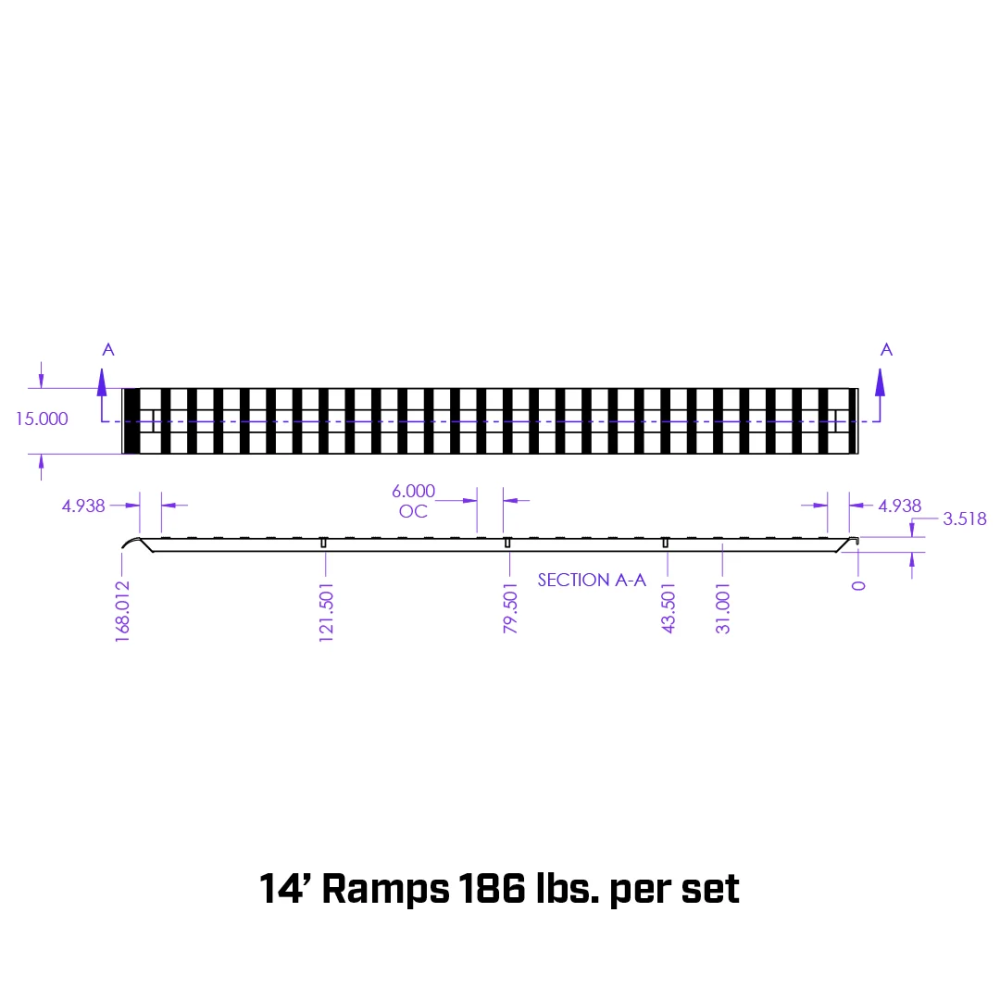 GEN-Y 14 Ft Heavy-Duty Aluminum Loading Ramp Set – 15" x 168", 4,000 lb Each GEN-Y Hitch 14 Ft Heavy-Duty Aluminum Loading Ramps – 15x168, 8,000 lb Capacity