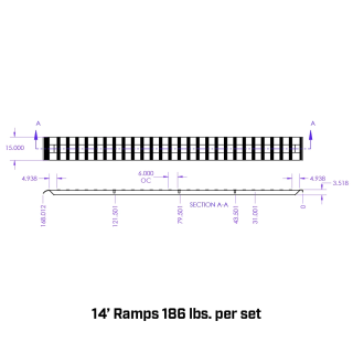 GEN-Y 14 Ft Heavy-Duty Aluminum Loading Ramp Set – 15" x 168", 4,000 lb Each GEN-Y Hitch 14 Ft Heavy-Duty Aluminum Loading Ramps – 15x168, 8,000 lb Capacity