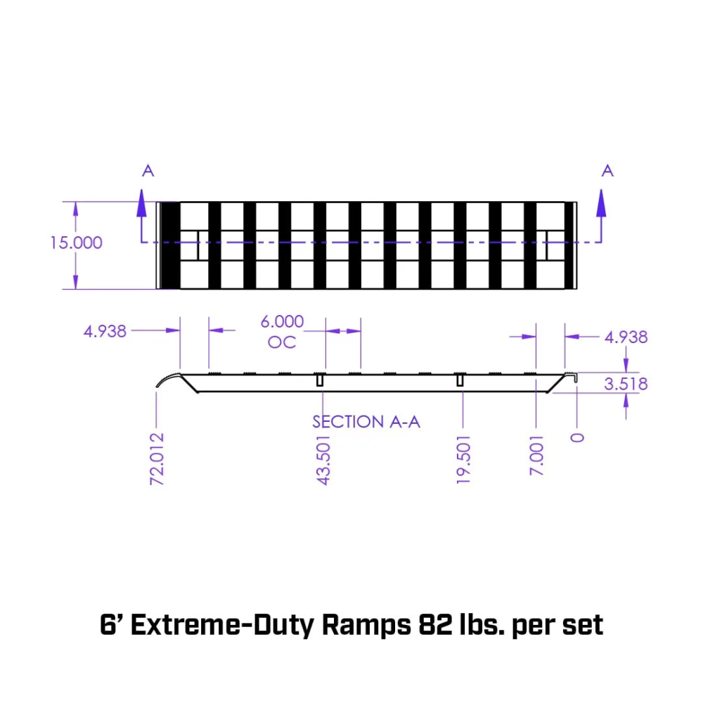 GEN-Y Hitch 6 Ft Aluminum Loading Ramp Set – 5K Capacity Per Ramp GEN-Y 6 Ft Extreme Duty Aluminum Loading Ramps 15" x 72" Set – 5,000 lb Capacity