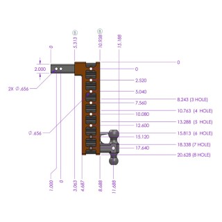 GEN-Y Mega-Duty 16K adjustable drop hitch with 2″ offset shank, silver-vein finish