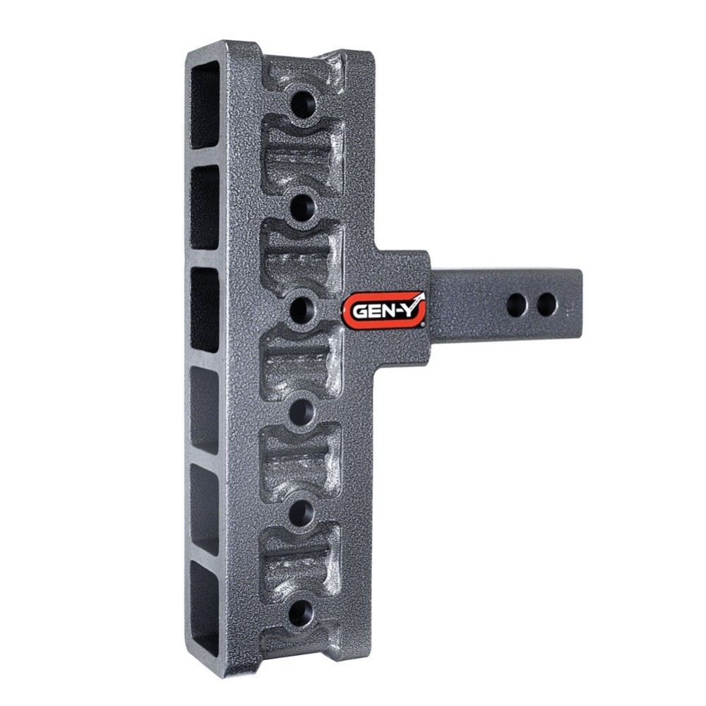 GEN-Y Mega-Duty 16K Adjustable Drop Hitch with Offset Shank & Dual-Ball GEN-Y Mega-Duty 16K adjustable drop hitch, 2-inch offset shank, 5-inch rise, 7.5-inch drop, silver-vein finish