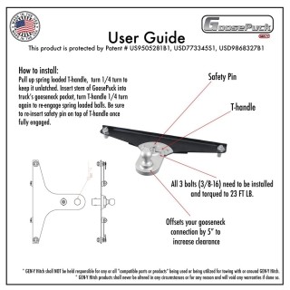 GEN‑Y Gooseneck Offset Ball‑Puck Hitch for Ford F250/F350/F450 GEN‑Y Gooseneck Hitch 5 Inch Offset Ball‑Puck Mount for Ford F250 F350 F450