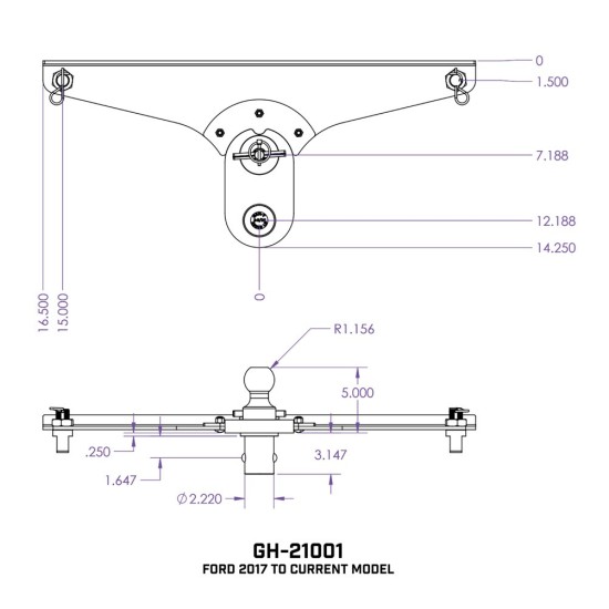 GEN‑Y Gooseneck Offset Ball‑Puck Hitch for Ford F250/F350/F450 GEN‑Y Gooseneck Hitch 5 Inch Offset Ball‑Puck Mount for Ford F250 F350 F450