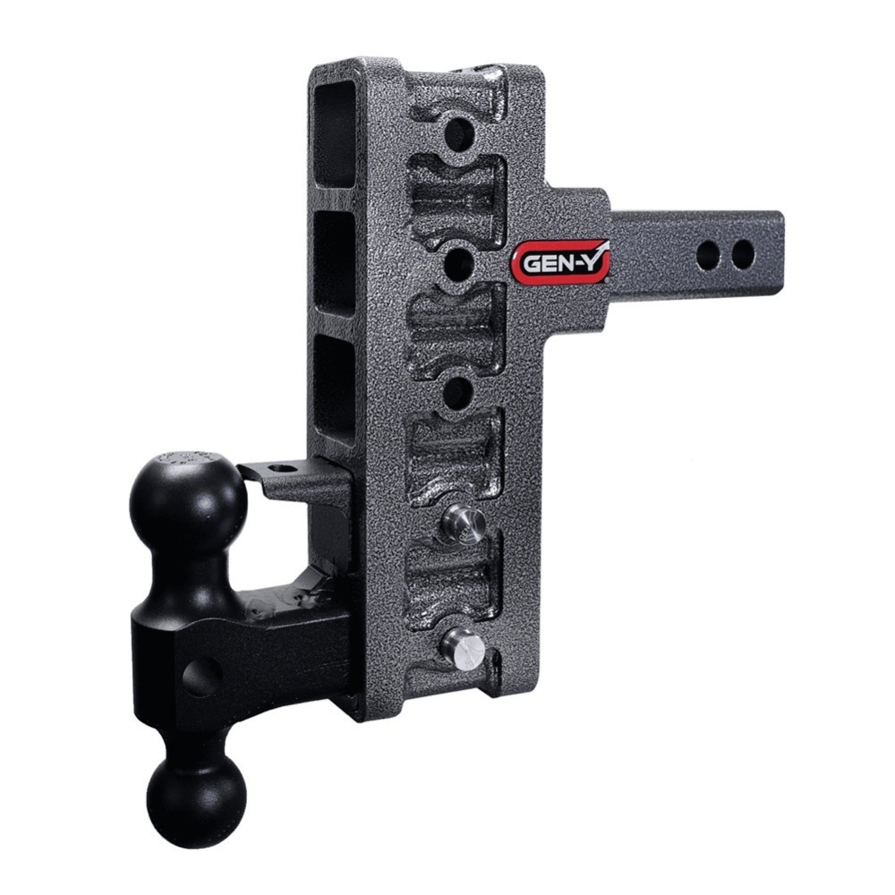 GEN-Y Mega-Duty 16K adjustable drop rise trailer hitch with dual ball mount and pintle lock