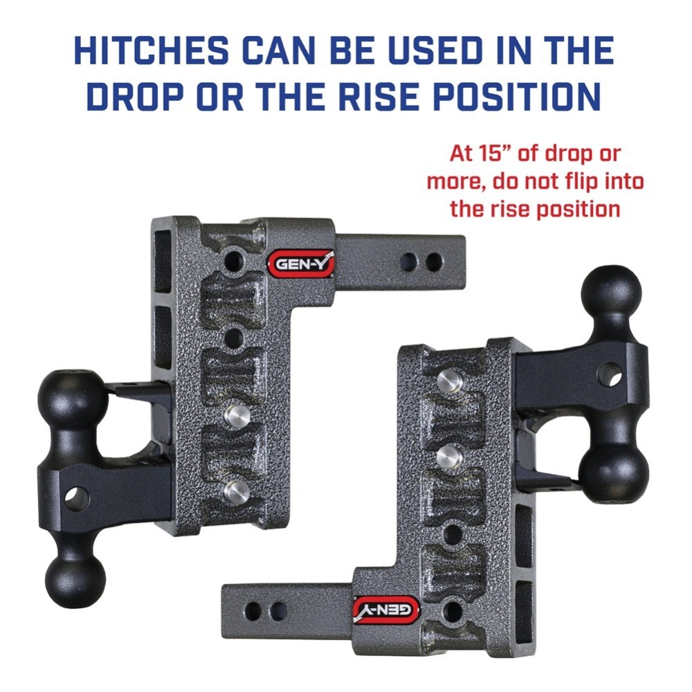 gen-y mega-duty 10k 22.5 inch drop adjustable trailer hitch with stabilizer kit for 2 inch receiver
