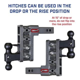 GEN-Y Mega-Duty 10K Adjustable Hitch – 7.5" Drop for 2" Receiver Trucks GEN-Y 10K 7.5 Inch Drop Adjustable Trailer Hitch for 2 Inch Receiver