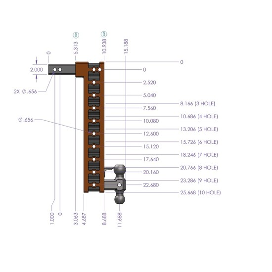 GEN-Y Mega-Duty 10K 12.5 Inch Drop Adjustable Trailer Hitch 2 Inch Receiver 1.5K TW