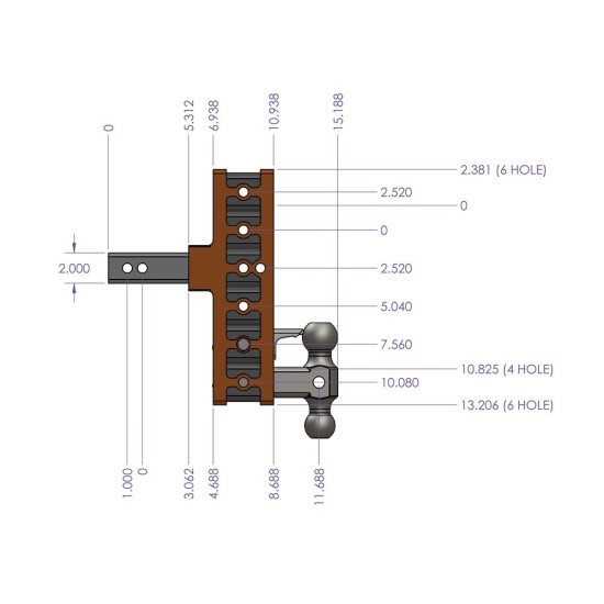 GEN-Y Mega-Duty 10K 12.5 Inch Drop Adjustable Trailer Hitch 2 Inch Receiver 1.5K TW