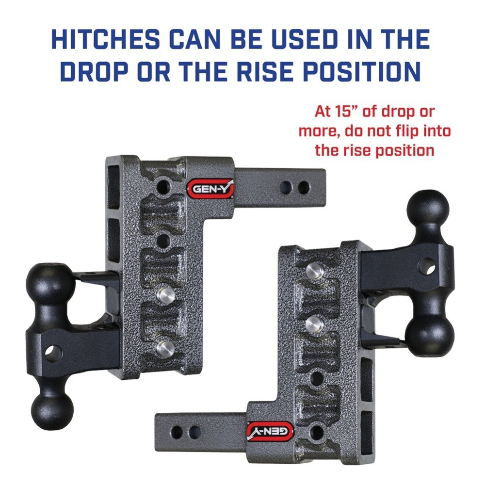 GEN-Y Mega-Duty 10K Adjustable 15" Drop Hitch 2" Receiver Mount Heavy Duty Truck GEN-Y Mega-Duty 10K 15 Inch Drop Adjustable Trailer Hitch 2 Inch Receiver Heavy Duty