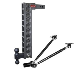 GEN-Y Mega-Duty 10K 22.5 Inch Drop Adjustable Trailer Hitch w/ Stabilizer Kit Dual-Ball 2 Inch Tow Receiver Mount 1.5K TW Heavy Duty Truck TJ-GH-3110 GH-031 GH-0100