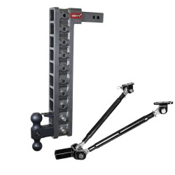 GEN-Y Mega-Duty 10K 22.5 Inch Drop Adjustable Trailer Hitch w/ Pintle Lock & Stabilizer Kit Dual-Ball 2 Inch Tow Receiver Mount 1.5K TW Heavy Duty Truck TJ-GH-3210 GH-031 GH-032 GH-0100