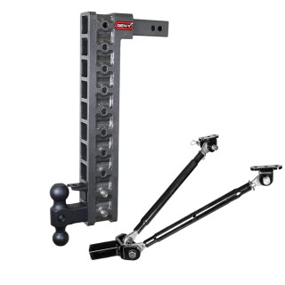 GEN-Y Mega-Duty 10K 22.5 Inch Drop Adjustable Trailer Hitch with Pintle Lock & Stabilizer Kit