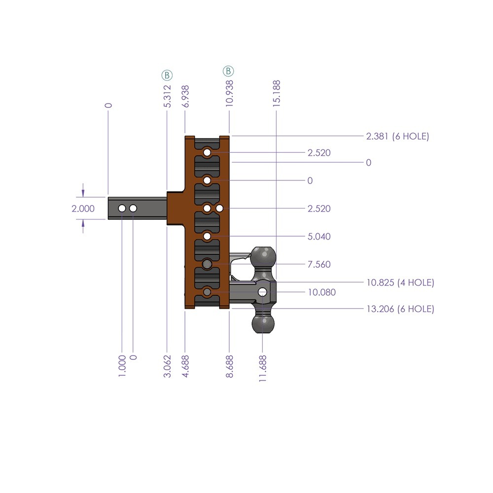 GEN-Y Mega-Duty 16K Adjustable Drop Hitch 7.5" Drop Rise 2" Receiver Heavy Duty
