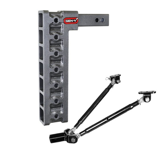 GEN-Y Mega-Duty 16K 15 Inch Drop Adjustable Hitch with Stabilizer Kit Heavy Duty Truck GEN-Y Mega-Duty 16K 15 Inch Drop Adjustable Trailer Hitch with Stabilizer Kit
