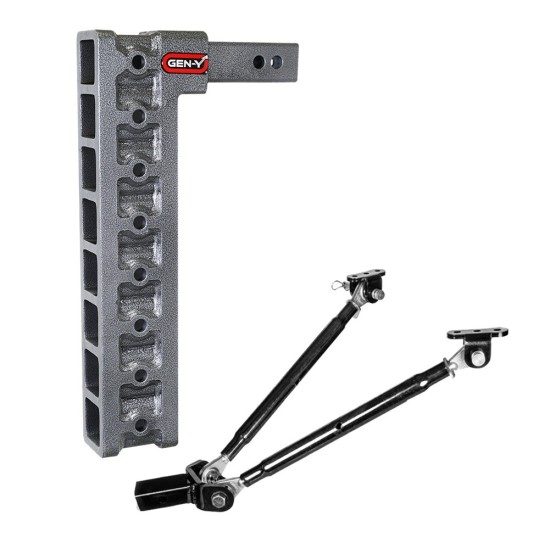 GEN-Y Mega-Duty 16K 17.5 Inch Drop Adjustable Trailer Hitch Heavy Duty Truck Hitch GEN-Y Mega-Duty 16K 17.5 Inch Drop Adjustable Hitch with Stabilizer Kit 2 Inch Receiver