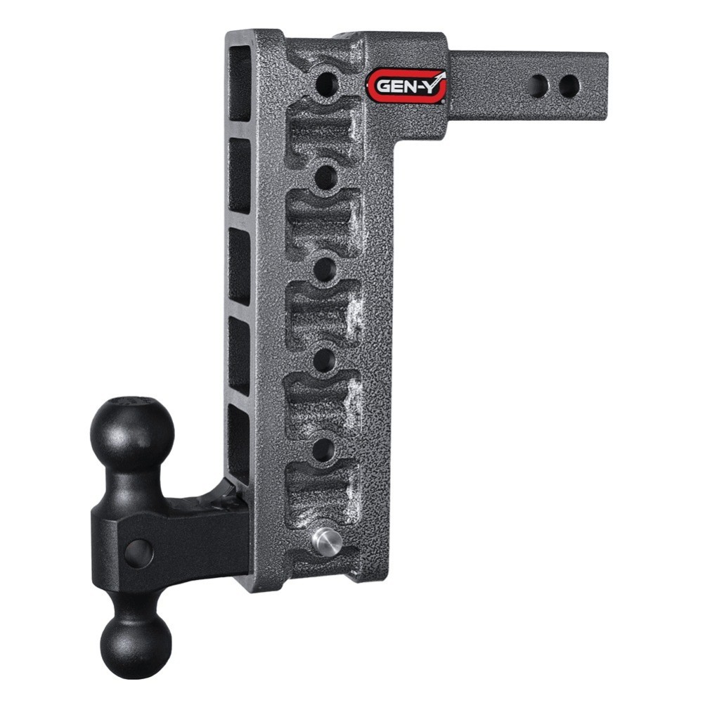 GEN-Y Mega-Duty 16K 12.5″ Drop Adjustable Dual-Ball Trailer Hitch GEN-Y Mega-Duty 16K adjustable trailer hitch dual-ball 12.5″ drop silver-vein