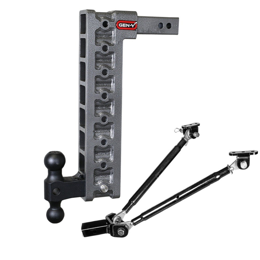 GEN-Y Mega-Duty 16K Adjustable Drop Hitch w/ Stabilizer Kit – 17.5″ Drop GEN-Y Mega-Duty 16K Adjustable Drop Trailer Hitch with Stabilizer Kit