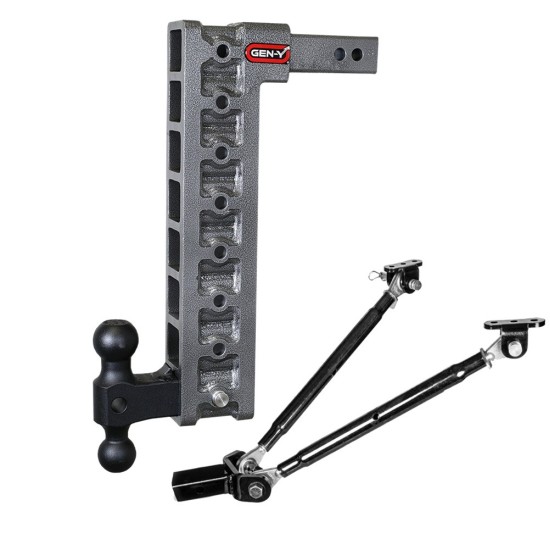 GEN-Y Mega-Duty 16K Adjustable Drop Hitch w/ Stabilizer Kit – 17.5″ Drop GEN-Y Mega-Duty 16K Adjustable Drop Trailer Hitch with Stabilizer Kit