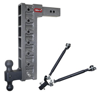 GEN-Y Mega-Duty 21K Drop Hitch Adjustable Stabilizer Kit Dual Ball GEN-Y Mega-Duty 21K Adjustable Drop Hitch with Stabilizer Kit and Dual Ball Mount