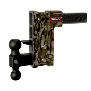 GEN-Y Mega-Duty 21K Mossy Oak Bottomland Camo 9 Inch Drop Adjustable Trailer Hitch Dual-Ball Pintle Lock