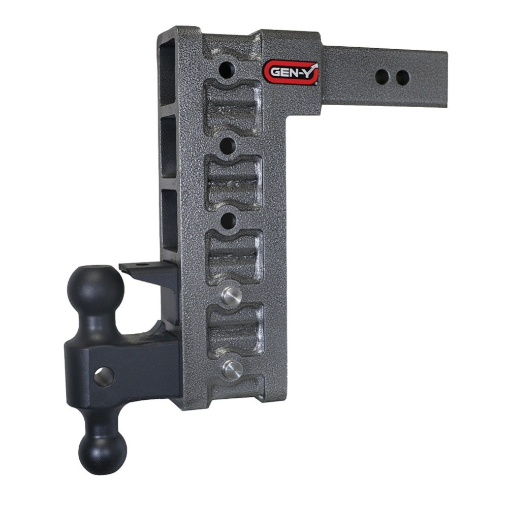 GEN-Y Mega-Duty 21K adjustable drop trailer hitch with pintle lock and dual ball mount
