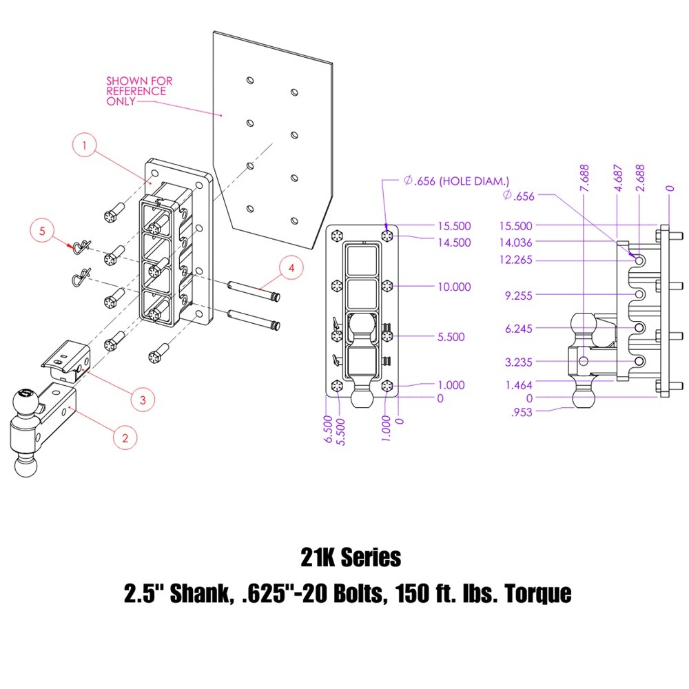 GEN-Y Mega-Duty 21K Bolt-On Drop Hitch with Dual-Ball Mount and Pintle Lock