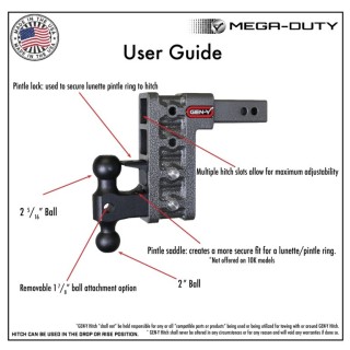 GEN-Y Mega-Duty 21K Adjustable Drop Hitch Dual-Ball Pintle Lock GEN-Y Mega-Duty 21K adjustable drop hitch with dual-ball mount and pintle lock
