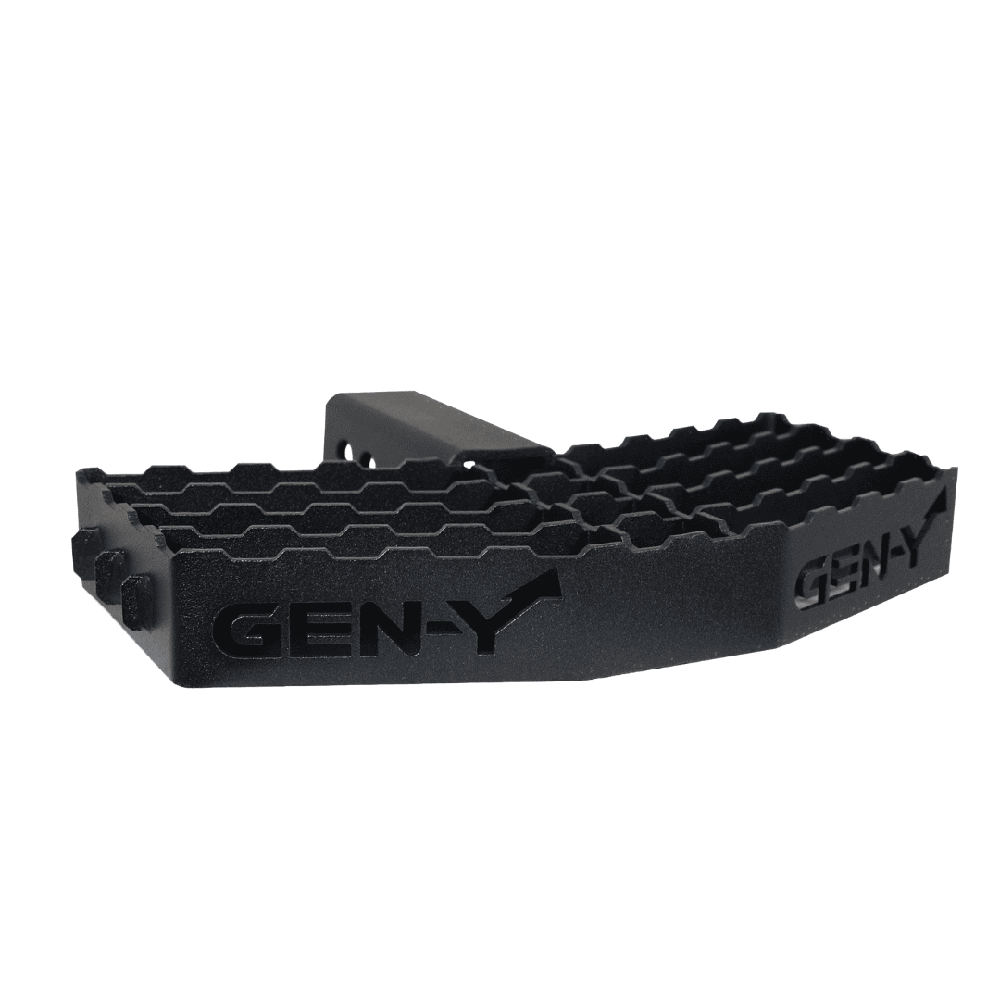 GEN-Y Phantom Serrated Hitch Step 2″ Shank 400 lb Capacity GEN-Y Phantom serrated hitch step 2 inch shank 12 inch wide 400 lb capacity black steel