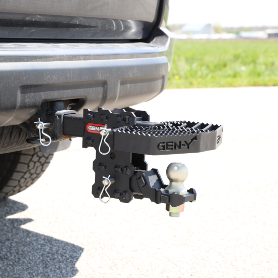 GEN-Y Phantom Serrated Hitch Step 2″ Shank 400 lb Capacity GEN-Y Phantom serrated hitch step 2 inch shank 12 inch wide 400 lb capacity black steel