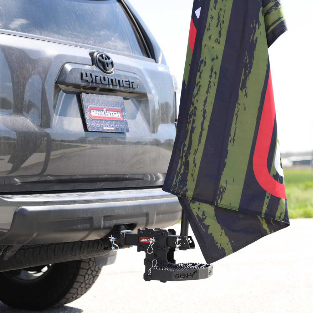 GEN-Y Phantom Serrated Hitch Step 2″ Shank 400 lb Capacity GEN-Y Phantom serrated hitch step 2 inch shank 12 inch wide 400 lb capacity black steel