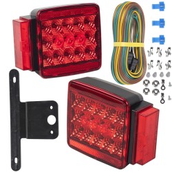 Wesbar 4" x 4" LED Over 80" Trailer Taillight Kit – Pair (Driver & Passenger) with 25 ft. Harness