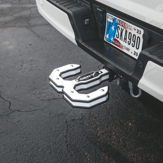 GEN-Y Hulk Tow Hook and Hitch Step Combo with GH0071 Reducer Sleeve – 16,000 lb Capacity GEN-Y Hulk 16K Tow Hook and Hitch Step with 2" Receiver, White Finish, Reducer Sleeve Included