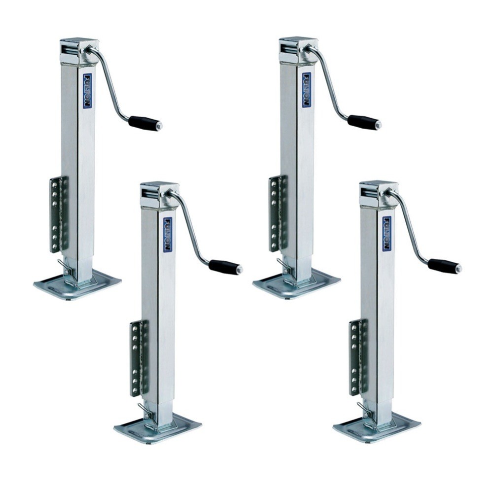 Fulton 5K Fixed Mount Square Trailer Jacks 4-Pack with Sidewind Handle and 28" Travel