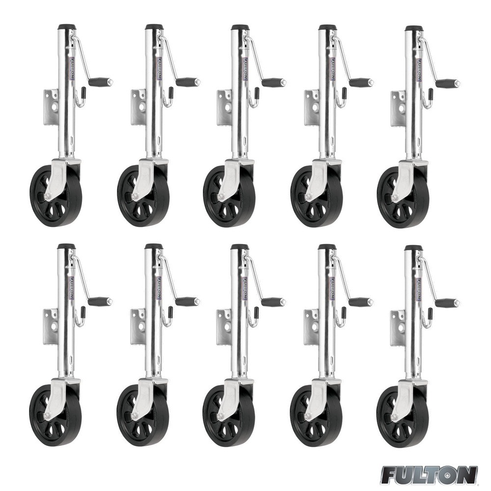 Fulton 10x 1,200 lb Bolt-Thru Swivel Trailer Jacks with 10" Lift & 8" Caster Wheel Fulton 1.2K Bolt-Thru Swivel Trailer Jack with 10" Lift and 8" Caster Wheel – 10-Pack