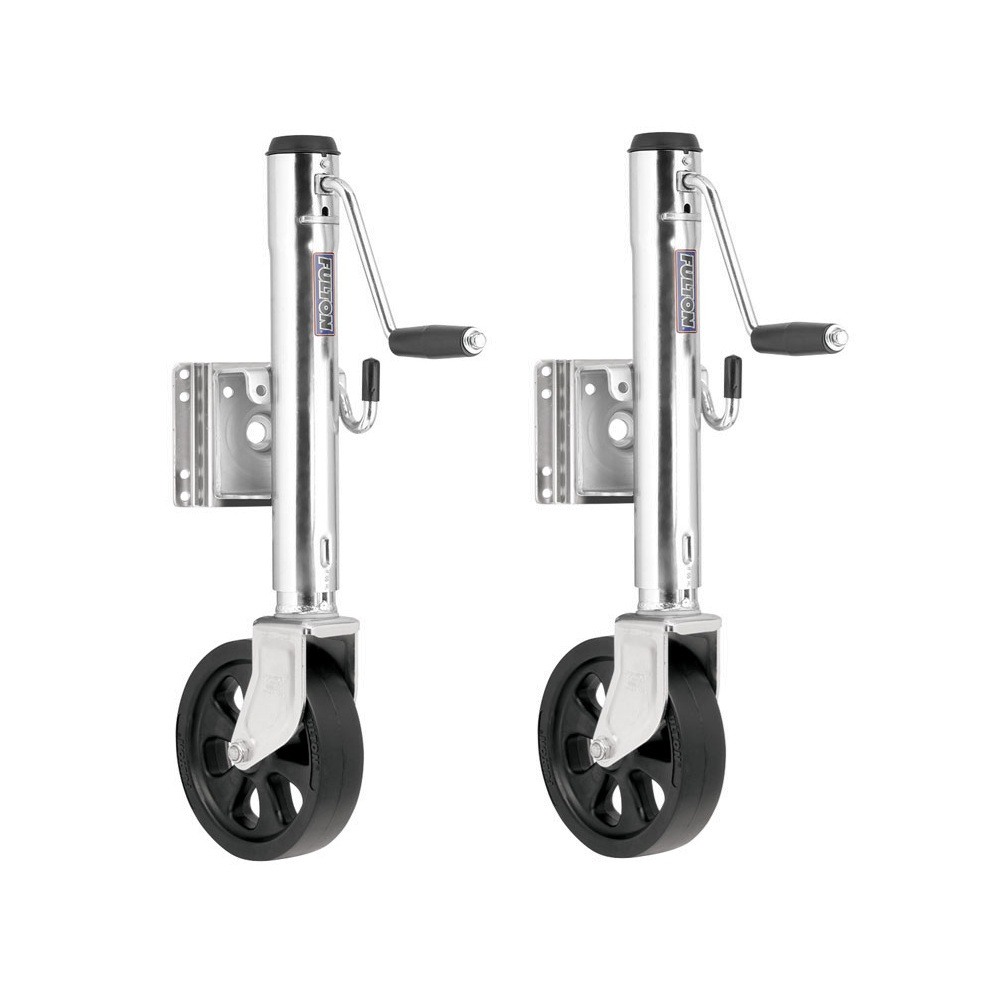 Fulton 1.5K Bolt-On Marine Trailer Jack with Sidewind Crank and Caster Wheel Fulton 1.5K Bolt-Thru Swivel Marine Trailer Jack with 12" Lift and 8" Wheel