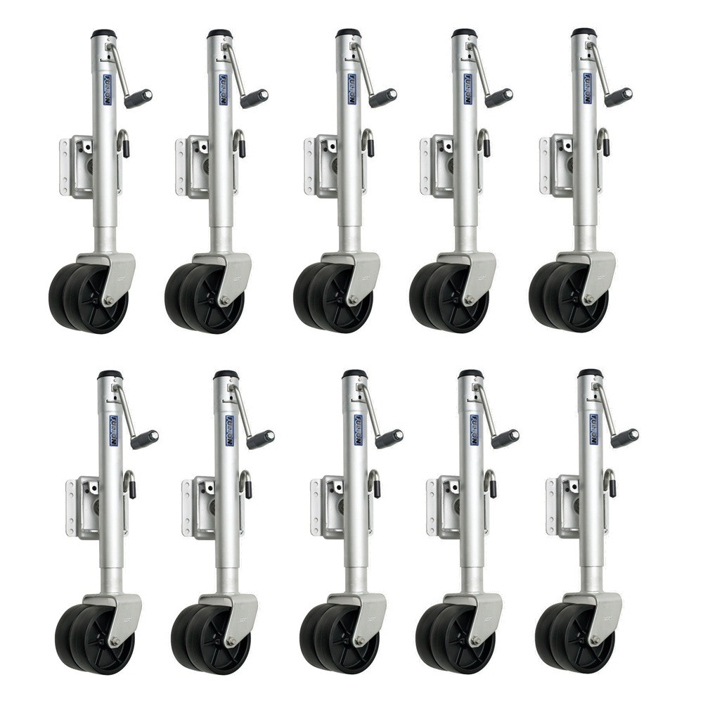 Fulton 1.5K Dual-Wheel Marine Trailer Jacks 12" Lift Bolt-On Swivel Jack Set