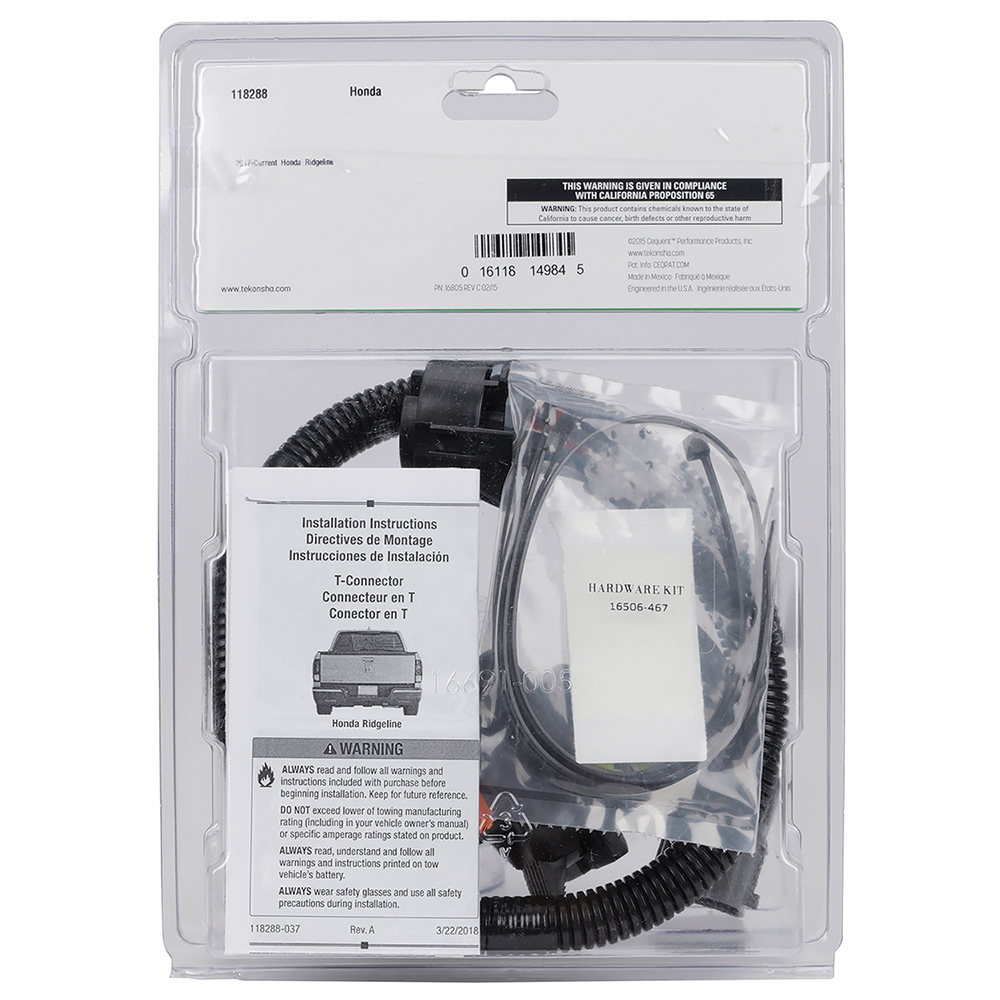 For 2017-2024 Honda Ridgeline 7-Way RV Wiring kit by: Tekonsha For 2017-2024 Honda Ridgeline 7-Way RV Wiring + Tekonsha Voyager Brake Control + Plug & Play BC Adapter (For All Styles Models) By Tekonsha