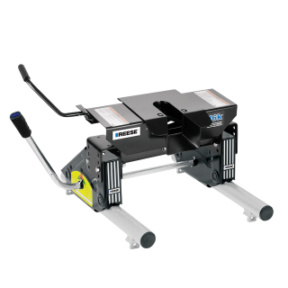 For 2020-2024 GMC Sierra 1500 Custom Outboard Above Bed Rail Kit + 16K Fifth Wheel + Round Tube Slider (For 6-1/2' or Shorter Bed, w/o Factory Puck System Models) By Reese For 2020-2024 GMC Sierra 1500 Custom Outboard Above Bed Rail Kit + 16K Fifth Wheel + Round Tube Slider (For 6-1/2' or Shorter Bed, w/o Factory Puck System Models) By Reese