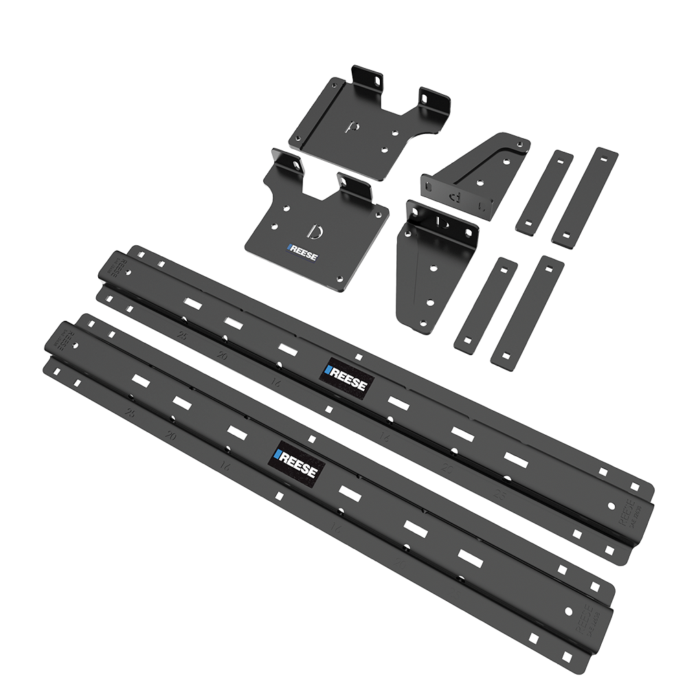 For 2020-2024 Chevrolet Silverado 2500 HD Custom Outboard Above Bed Rail Kit + 25K Reese Gooseneck Hitch + In-Bed Wiring (For 5'8 or Shorter Bed (Sidewinder Required), w/o Factory Puck System Models) By Reese For 2020-2024 Chevrolet Silverado 2500 HD Custom Outboard Above Bed Rail Kit + 25K Reese Gooseneck Hitch + In-Bed Wiring (For 5'8 or Shorter Bed (Sidewinder Required), w/o Factory Puck System Models) By Reese